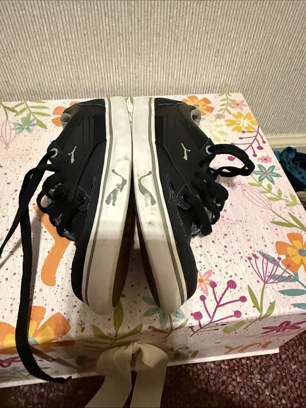 Black Kids Puma Sneakers with White Sole